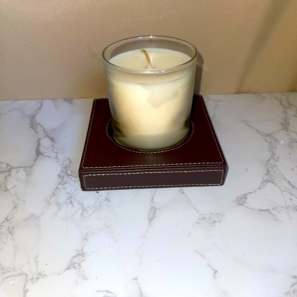 *DISCONTINUED* NIB PARTYLITE FAUX LEATHER CANDLE HOLDER